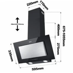 CIARRA 60cm Angled Wall Mounted Cooker Hood With 3-speed Extraction-CD6736DB -Home Appliances Store 36409480 5