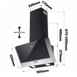 CIARRA 60cm Angled Cooker Hood With 3-speed Extraction -736CBK60 -Home Appliances Store 36409485 5