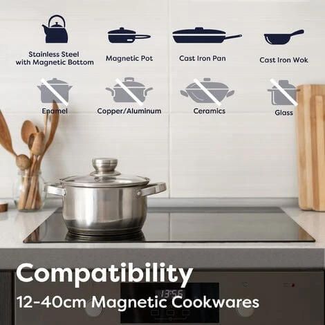 CIARRA Built-in 4 Zones Induction Hob, Integrated Electric Cooktop With 2 Flex Zones 7200W-CD4BFFBIH 4 CIARRA Built-in 4 Zones Induction Hob, Integrated Electric Cooktop With 2 Flex Zones 7200W-CD4BFFBIH - Image 4