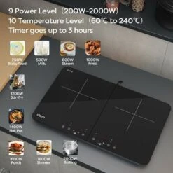 CIARRA 2800W Induction Hob 9 Power Levels 10 Temperature Levels Safety Lock-CUTIH2 -Home Appliances Store 36409488 3