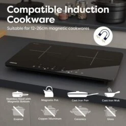 CIARRA 2800W Induction Hob 9 Power Levels 10 Temperature Levels Safety Lock-CUTIH2 -Home Appliances Store 36409488 5