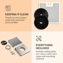 Klarstein Kronleuchter Smart, Island Hood, 595m³ / H, App Control, LED Panel -Home Appliances Store 39501053 5