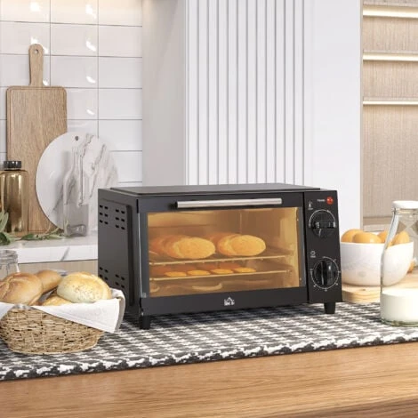 HOMCOM Mini Oven 9L Countertop Electric Grill W/ Adjustable Temp Timer 750W 3 HOMCOM Mini Oven 9L Countertop Electric Grill W/ Adjustable Temp Timer 750W - Image 3