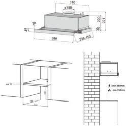 CIARRA 60cm Integrated Telescopic Cooker Hood With 2-speed Extraction Class A-906DS60 -Home Appliances Store 42185726 5