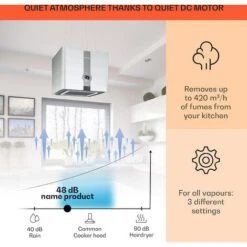Klarstein Futurelight Smart Island Bonnet Recirculation 420m³/h LED Stainless Steel -Home Appliances Store 50828013 3