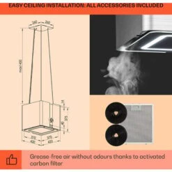 Klarstein Futurelight Smart Island Bonnet Recirculation 420m³/h LED Stainless Steel -Home Appliances Store 50828013 5