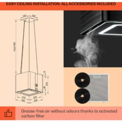 Klarstein Futurelight Smart Island Bonnet Recirculation 420m³/h LED Stainless Steel -Home Appliances Store 50828014 5