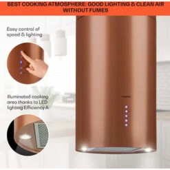 Klarstein Beretta, Island Extractor Hood, Ø 35 Cm, Exhaust / Circulating Air, 650m³ / H, LED, Copper -Home Appliances Store 56581942 4