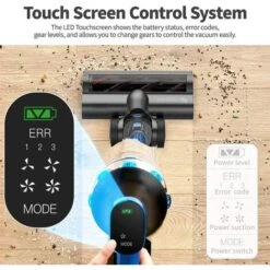Proscenic P10 Cordless Vacuum Cleaner, 22000Pa Powerful, 4 Adjustable Suction Modes, LED Touch Screen, Removable Battery, For Hard Floor,Carpet, Pet Hair, Blue -Home Appliances Store 61309887 3