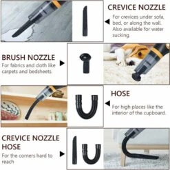 120W Handheld Vacuum Cleaner, Rechargeable 8500PA Car Vacuum Cleaner For Car/Kitchen, Powerful Cordless Portable Car Table Vacuum With Washable Filter & Nozzles & 3H Quick Charge -Home Appliances Store 64192708 5