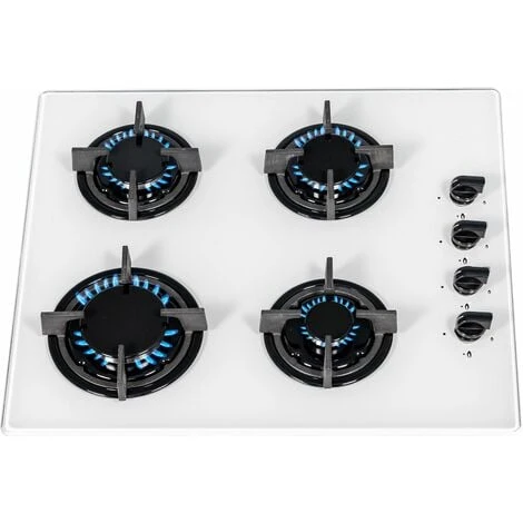 SIA GHG602WH 60cm White 4 Burner Gas On Glass Hob With Cast Iron Pan Stands 1 SIA GHG602WH 60cm White 4 Burner Gas On Glass Hob With Cast Iron Pan Stands