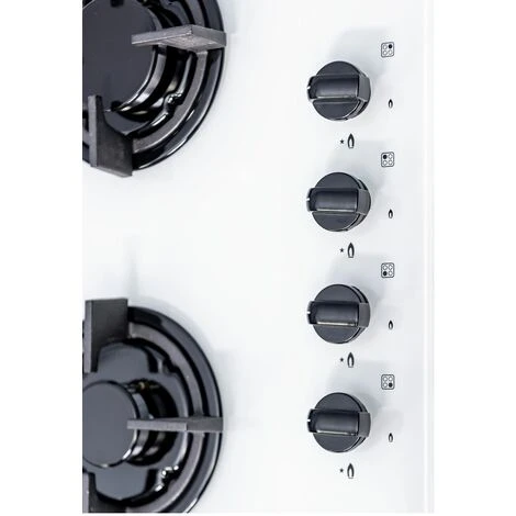 SIA GHG602WH 60cm White 4 Burner Gas On Glass Hob With Cast Iron Pan Stands 2 SIA GHG602WH 60cm White 4 Burner Gas On Glass Hob With Cast Iron Pan Stands - Image 2