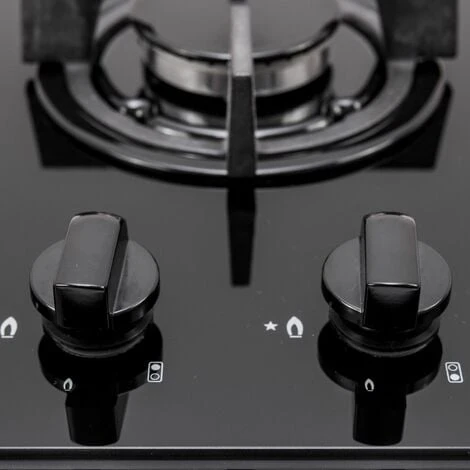 SIA GHG301BL 30cm Black 2 Burner Gas On Glass Domino Hob & Cast Iron Stands 2 SIA GHG301BL 30cm Black 2 Burner Gas On Glass Domino Hob & Cast Iron Stands - Image 2