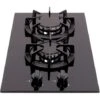 SIA BGH30BL 30cm Black Gas On Glass Domino Hob Cast Iron Supports LPG Kit