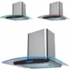 SIA 60cm Stainless Steel Touch Control LED Edge Lit Curved Glass Cooker Hood Fan