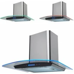 SIA 60cm Stainless Steel Touch Control LED Edge Lit Curved Glass Cooker Hood Fan