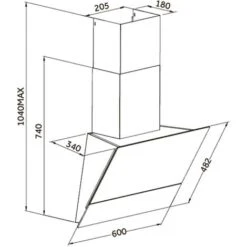 60cm Black Angled Cooker Hood With Sliding Glass Panel - SIA AGTC60BL 7 60cm Black Angled Cooker Hood With Sliding Glass Panel - SIA AGTC60BL -Home Appliances Store 65334668 3