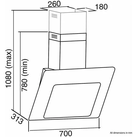 SIA AGE71BL 70cm Black 3 Colour LED Edge Lit Angled Glass Cooker Hood Extractor 4 SIA AGE71BL 70cm Black 3 Colour LED Edge Lit Angled Glass Cooker Hood Extractor - Image 4