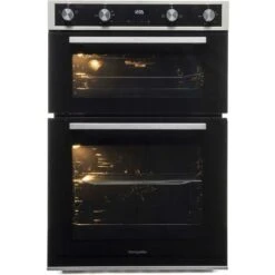 60cm Black Built In Double Electric Fan Oven 110L - Montpellier DO3570IB