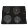SIA PHP601BL 60cm Black 4 Zone Electric Solid Plate Easy Clean Side Control Hob