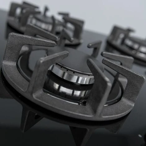 SIA R7 60cm Black 4 Burner Gas On Glass Kitchen Hob With Cast Iron Pan Stands 2 SIA R7 60cm Black 4 Burner Gas On Glass Kitchen Hob With Cast Iron Pan Stands - Image 2