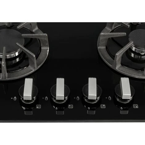 SIA R7 60cm Black 4 Burner Gas On Glass Kitchen Hob With Cast Iron Pan Stands 5 SIA R7 60cm Black 4 Burner Gas On Glass Kitchen Hob With Cast Iron Pan Stands - Image 5