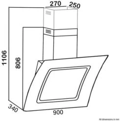 SIA 90cm Touch Control Black Angled Curved Glass Cooker Hood Kitchen Extractor -Home Appliances Store 65334820 4