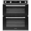 60cm Black Built Under Double Electric Fan Oven 85L - Montpellier DO3550UB