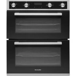 60cm Black Built Under Double Electric Fan Oven 85L - Montpellier DO3550UB