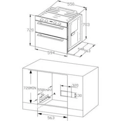 60cm Black Built Under Double Electric Fan Oven 85L - Montpellier DO3550UB -Home Appliances Store 65334857 5