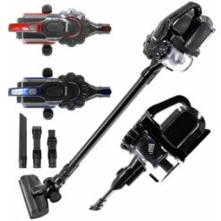 AREBOS Cordless Vacuum Cleaner 2-in-1 Hand And Floor Vacuum Cleaner 2 Powerful Suction Modes Bagless Cordless Up To 55 Minutes With Wall Charging Station Red