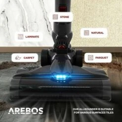 AREBOS Cordless Vacuum Cleaner 2-in-1 Hand And Floor Vacuum Cleaner 2 Powerful Suction Modes Bagless Cordless Up To 55 Minutes With Wall Charging Station Red -Home Appliances Store 67451863 3