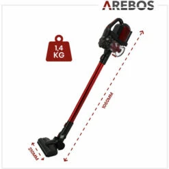 AREBOS Cordless Vacuum Cleaner 2-in-1 Hand And Floor Vacuum Cleaner 2 Powerful Suction Modes Bagless Cordless Up To 55 Minutes With Wall Charging Station Red -Home Appliances Store 67451863 5