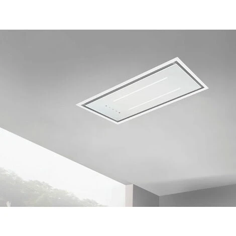 ViandPro - Aria Flush Fit Ceiling Hood 90 X 30 Black - White Glass / White Frame 1 ViandPro - Aria Flush Fit Ceiling Hood 90 X 30 Black - White Glass / White Frame