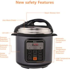 1000W Push-button Stainless Steel Electric Pressure Cooker 13 In 1 Cooking Mode, Stainless Steel Color Grey -Home Appliances Store 68011493 4