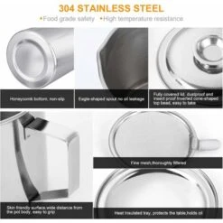 Bacon Grease Container With Stainless Steel Grease Strainer Perfect As Pan Grease Holder, Cooking Oil Keeper And Storage1.2L -Home Appliances Store 68106209 4