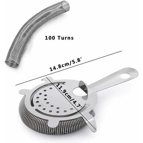 Hawthorne Cocktail Strainer Stainless Steel Bar Strainer Professional 4 Prong Strainer With 100 Wire Spring 2 Hawthorne Cocktail Strainer Stainless Steel Bar Strainer Professional 4 Prong Strainer With 100 Wire Spring - Image 2
