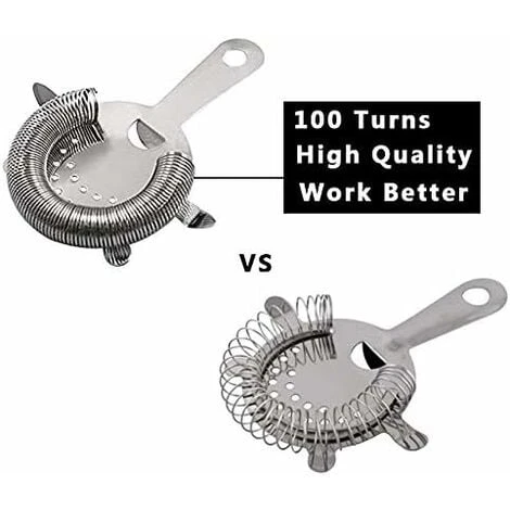 Hawthorne Cocktail Strainer Stainless Steel Bar Strainer Professional 4 Prong Strainer With 100 Wire Spring 3 Hawthorne Cocktail Strainer Stainless Steel Bar Strainer Professional 4 Prong Strainer With 100 Wire Spring - Image 3