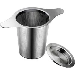 Extra Fine 18/8 Stainless Steel Tea Infuser Mesh Strainer With Large Capacity & Perfect Size Double Handles For Hanging On Teapots, Mugs, Cups To Steep Loose Leaf Tea And Coffee