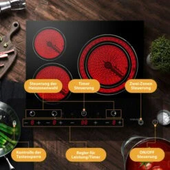 Built-in Ceramic Hob, 3 Zones Electric Cooktop In Black, 5400W Total Output, With Dual Zone Touch Control Timer Child Lock Gasland Chef CH603BF -Home Appliances Store 71426691 4