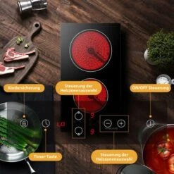 GASLAND Chef CH30BF 30cm Built-in Ceramic Hob, 2 Zones Electric Cooktop Sensor Touch Controls Timer Child Lock, 3kW -Home Appliances Store 71426693 4