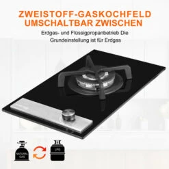 Built-in Gas Hob, Black Tempered Glass Gas Cooktop, 3.4kW Triple Ring Burner Gasland Chef GH12BF -Home Appliances Store 71426703 3