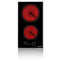 Ceramic Hob, 30cm Built-in 2 Zones Electric Cooktop Black Glass Cooker With Touch Controls & Timer, 3200W [Energy Class A+] Thermomate CHTB302