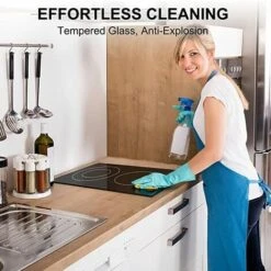 Ceramic Hob, 30cm Built-in 2 Zones Electric Cooktop Black Glass Cooker With Touch Controls & Timer, 3200W [Energy Class A+] Thermomate CHTB302 -Home Appliances Store 71426708 4