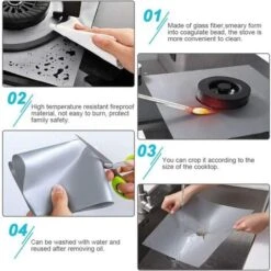 8Pcs Gas Hob Protector Teflon Silver Hob Gas Protector Gas Stove Protector Gas Stove Gas Burner Protector Non-stick Corrosion Protector (Silver 2727cm) -Home Appliances Store 71973283 5
