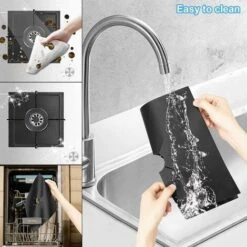 4Pcs Gas Hob Protector Teflon Silver Hob Gas Protector Gas Stove Protector Gas Stove Gas Burner Protector Non-stick Corrosion Protector (Black 2727cm) -Home Appliances Store 71973326 5