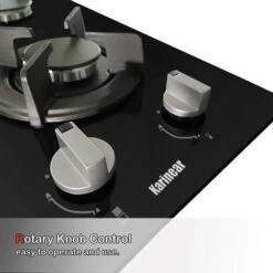 Karinear 30cm Built-in 2 Burners Gas Hob Black Tempered Glass Gas Cooktop, Cast Iron Pan Support, NG/LPG Convertible -Home Appliances Store 72566701 4