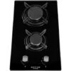 NOXTON Built-in 30cm 2 Burner Gas Hob Domino Black Glass Cooker With LPG Kit &FFD [Energy Class A+]