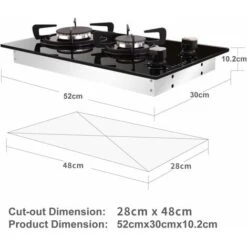 NOXTON Built-in 30cm 2 Burner Gas Hob Domino Black Glass Cooker With LPG Kit &FFD [Energy Class A+] -Home Appliances Store 72566702 3