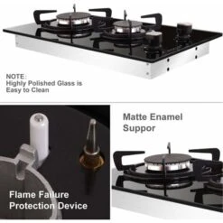 NOXTON Built-in 30cm 2 Burner Gas Hob Domino Black Glass Cooker With LPG Kit &FFD [Energy Class A+] -Home Appliances Store 72566702 5